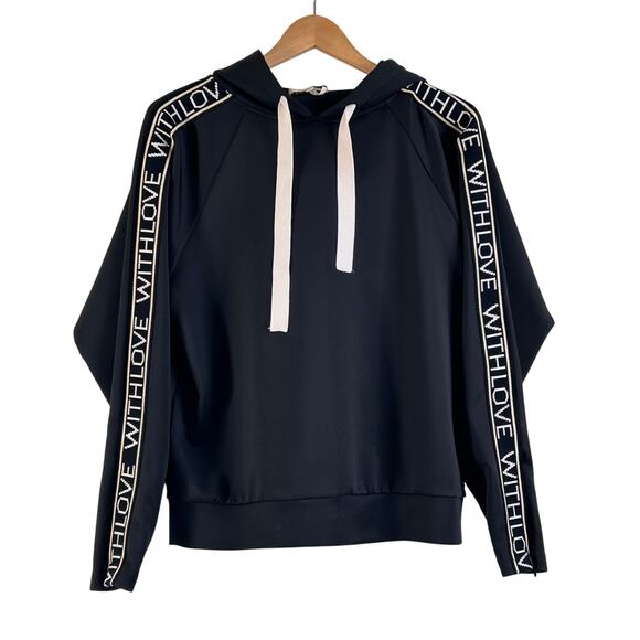 Maje Terrasse With Love Hoodie Sweatshirt Pullover Black - Picture 5 of 9